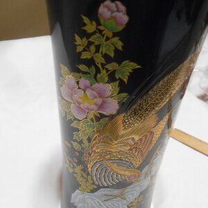 Vtg Cobalt Expressly produced for Heritage Mint Ltd. Peasant Peacock Vase 12" 🔥